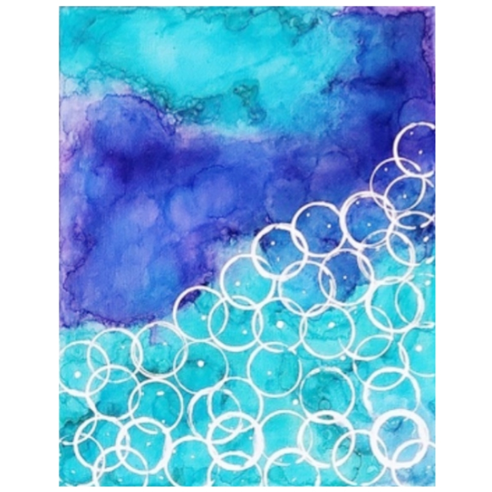 Hand Crafted Purple and Turquoise Abstract Design 11x14 Inches Canvas Painting - Picture 2 of 4